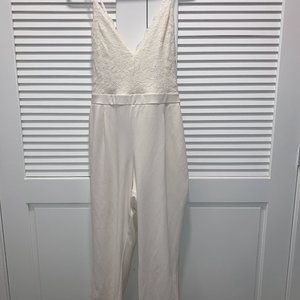 Express White Jumpsuit with Pockets
